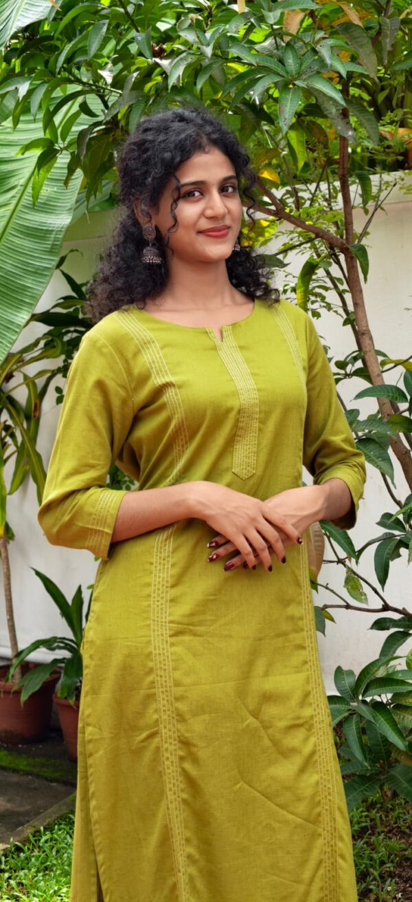 Olive Green Cotton Casual Wear Two Piece Set