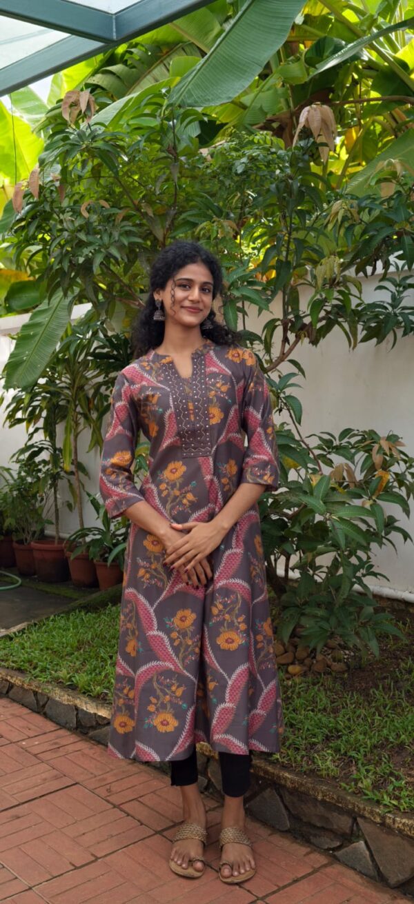 Earthy Floral Aline Kurta